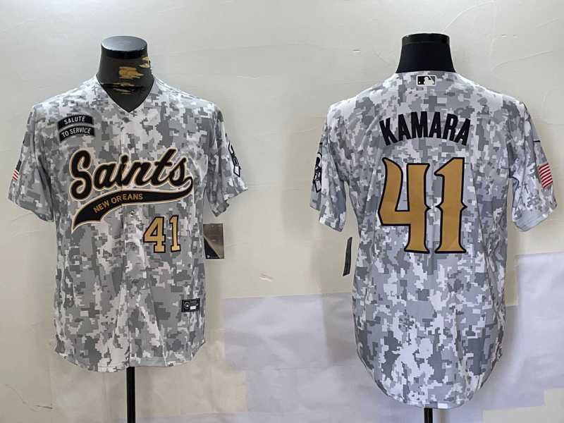 Mens New Orleans Saints #41 Alvin Kamara Arctic Camo 2024 Salute to Service Stitched Baseball Jerseys->new orleans saints->NFL Jersey
